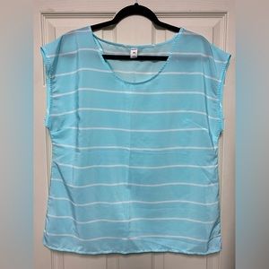 Women’s Old Navy Light Blue Striped Short Sleeve Top